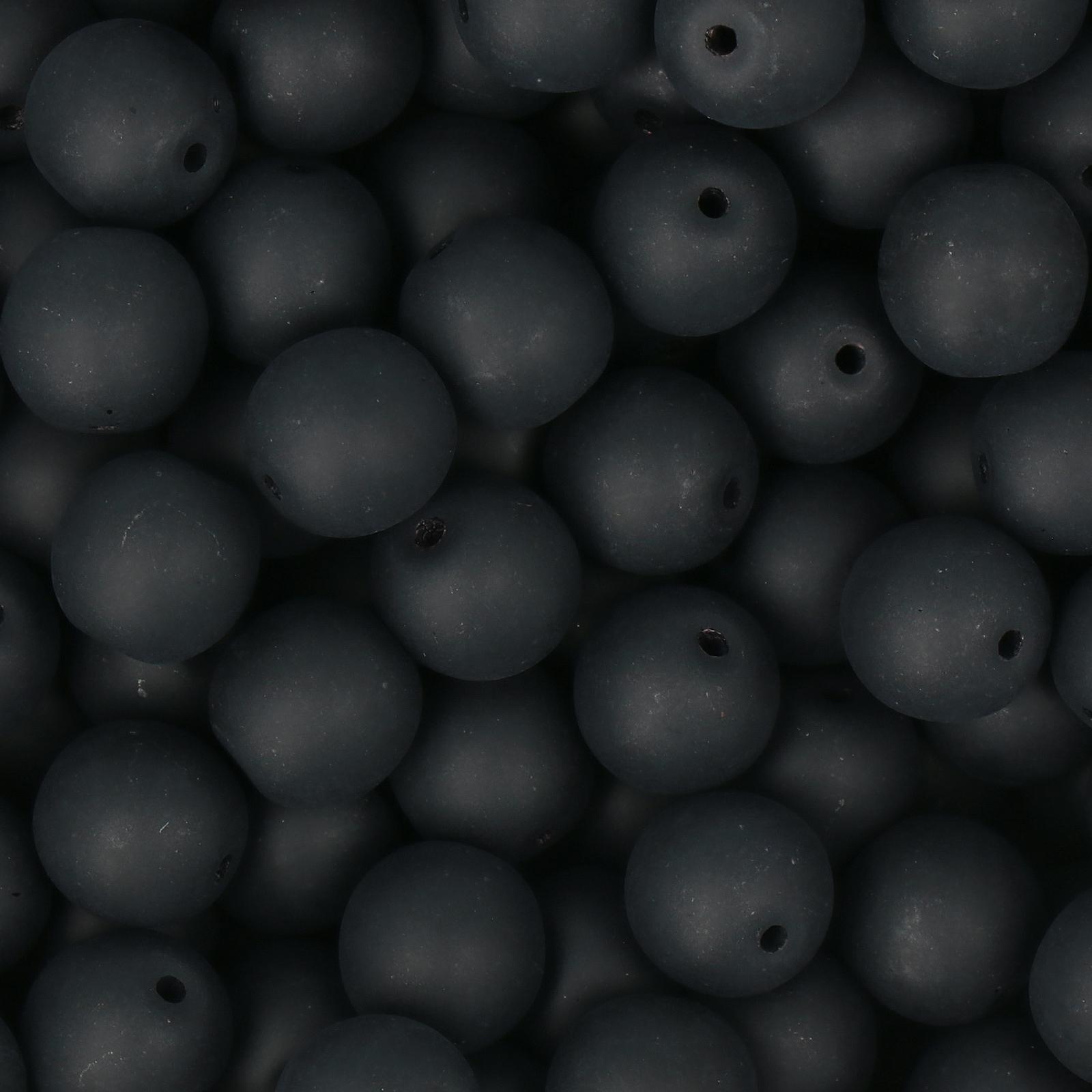 czech glass druk beads - matte jet round 8mm | 25pc