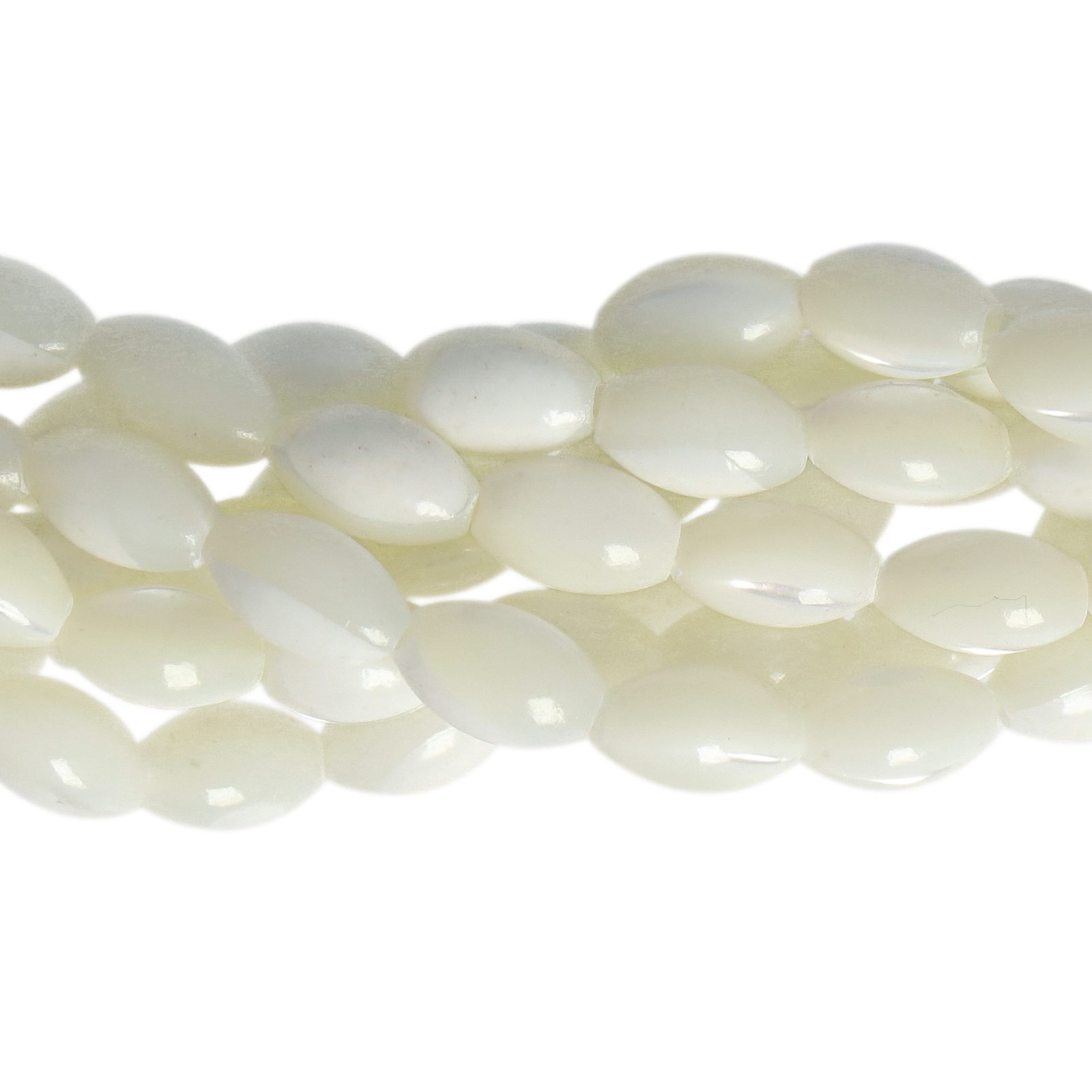 natürliche perlmuttperlen weiß glatt oliv 8x5mm | 1 strang 38/40cm