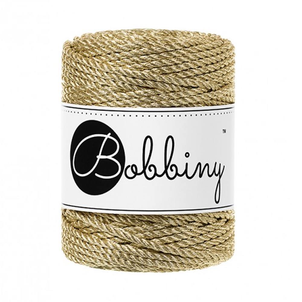bobbiny baby 3ply macramé cord - metallic gold 3mm - 50mt | 1pc