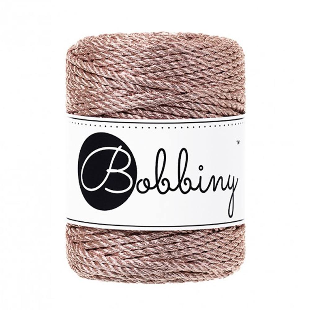 bobbiny baby 3ply macramé cord - metallic rose gold 3mm - 50mt | 1pc