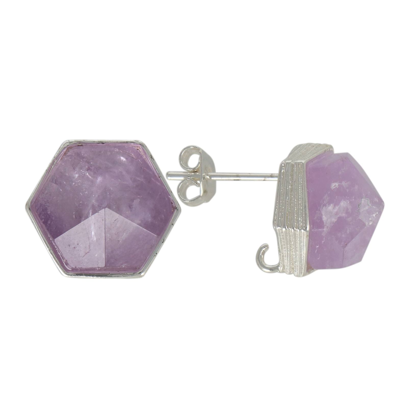 precious earrings - lavender amethyst 12mm silver plated post earring | 2pc