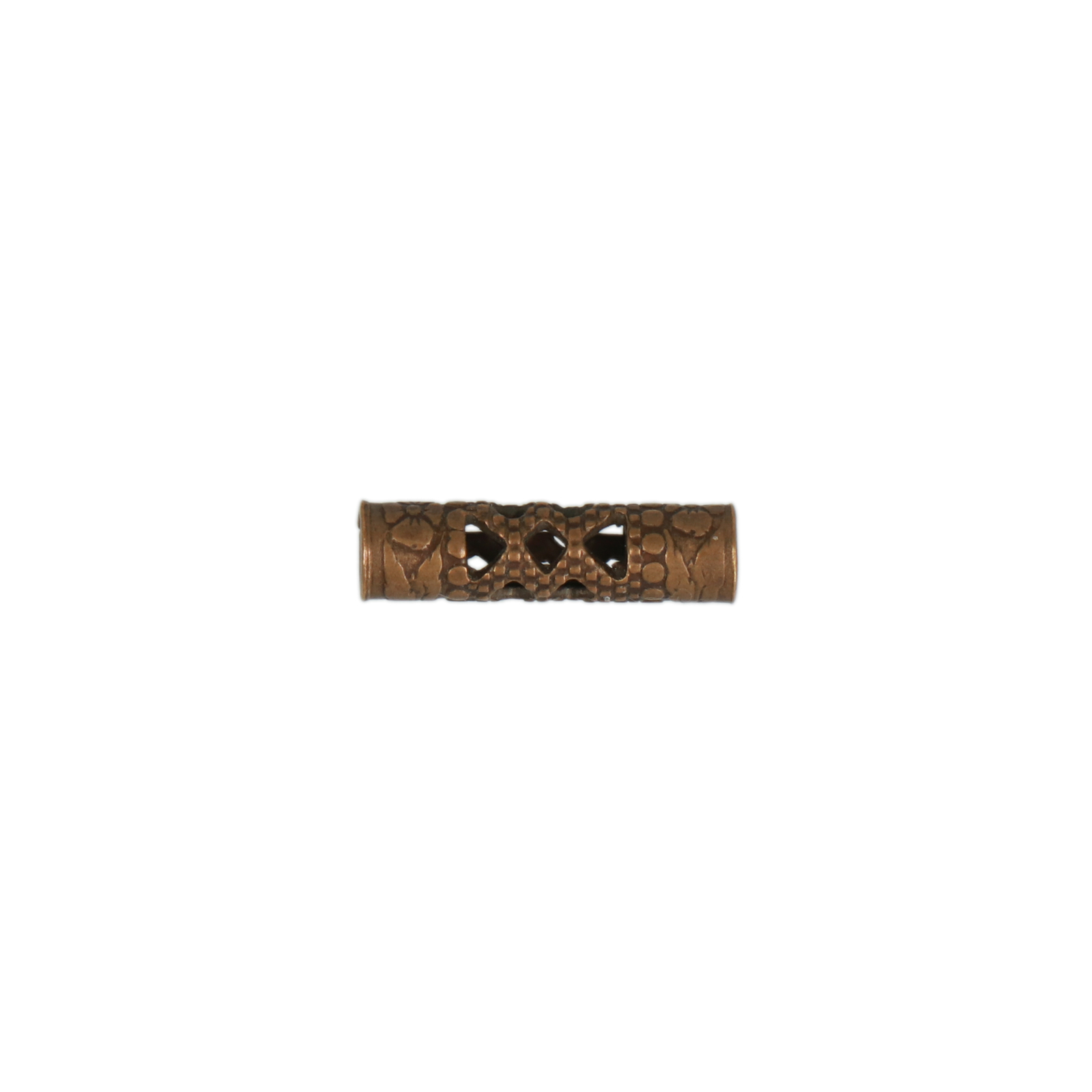 vintaj natural brass filigree tube bead 11mm | 1pc