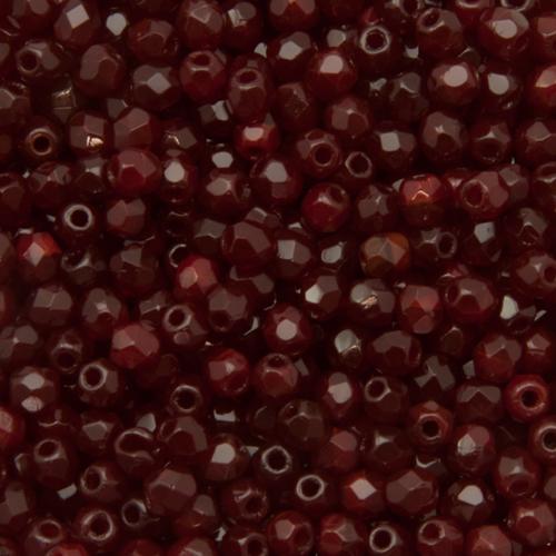 czech fire-polished round beads - opaque oxblood red 3mm | 50pc
