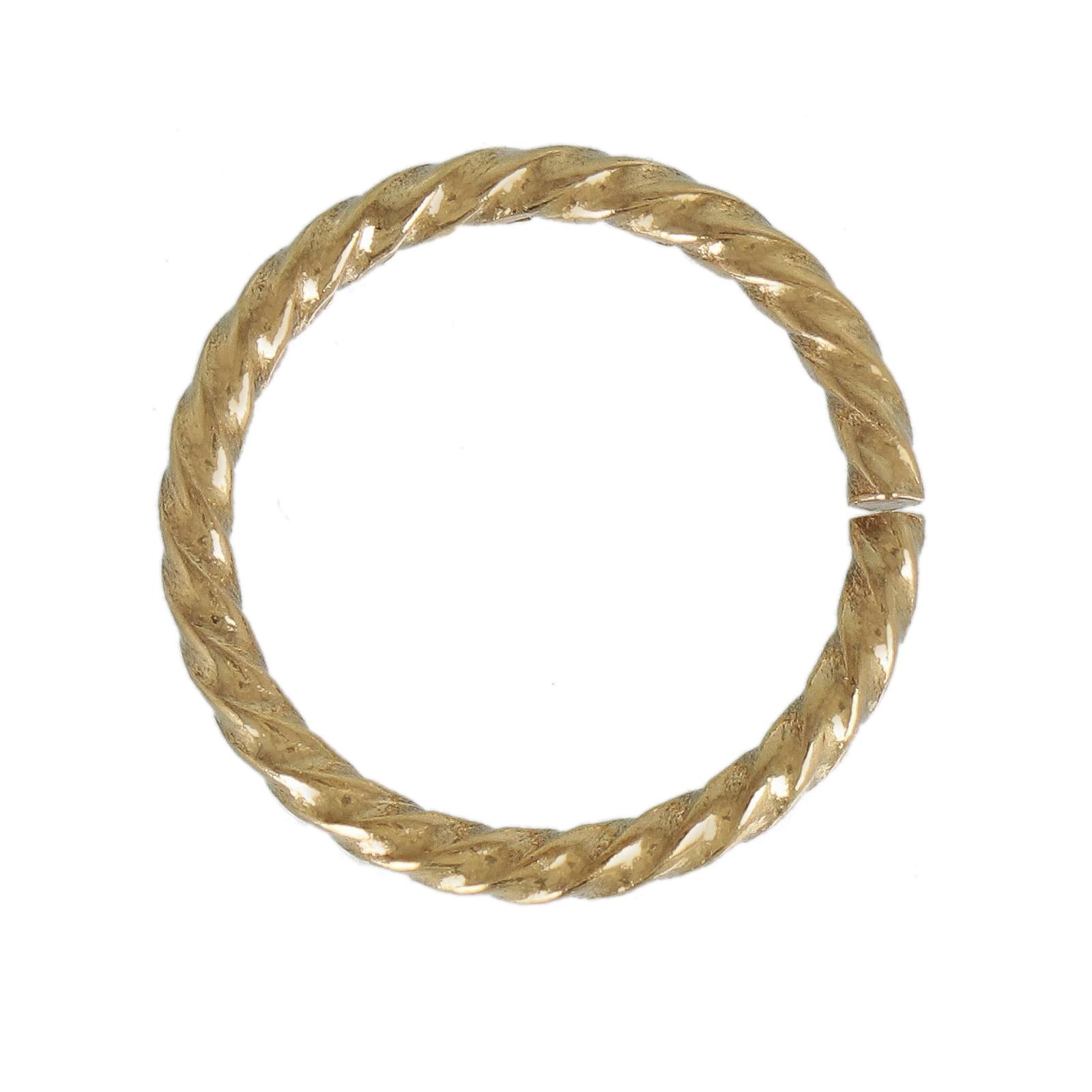 vintaj solid brass roped cable open jump ring 17mm | 2pc
