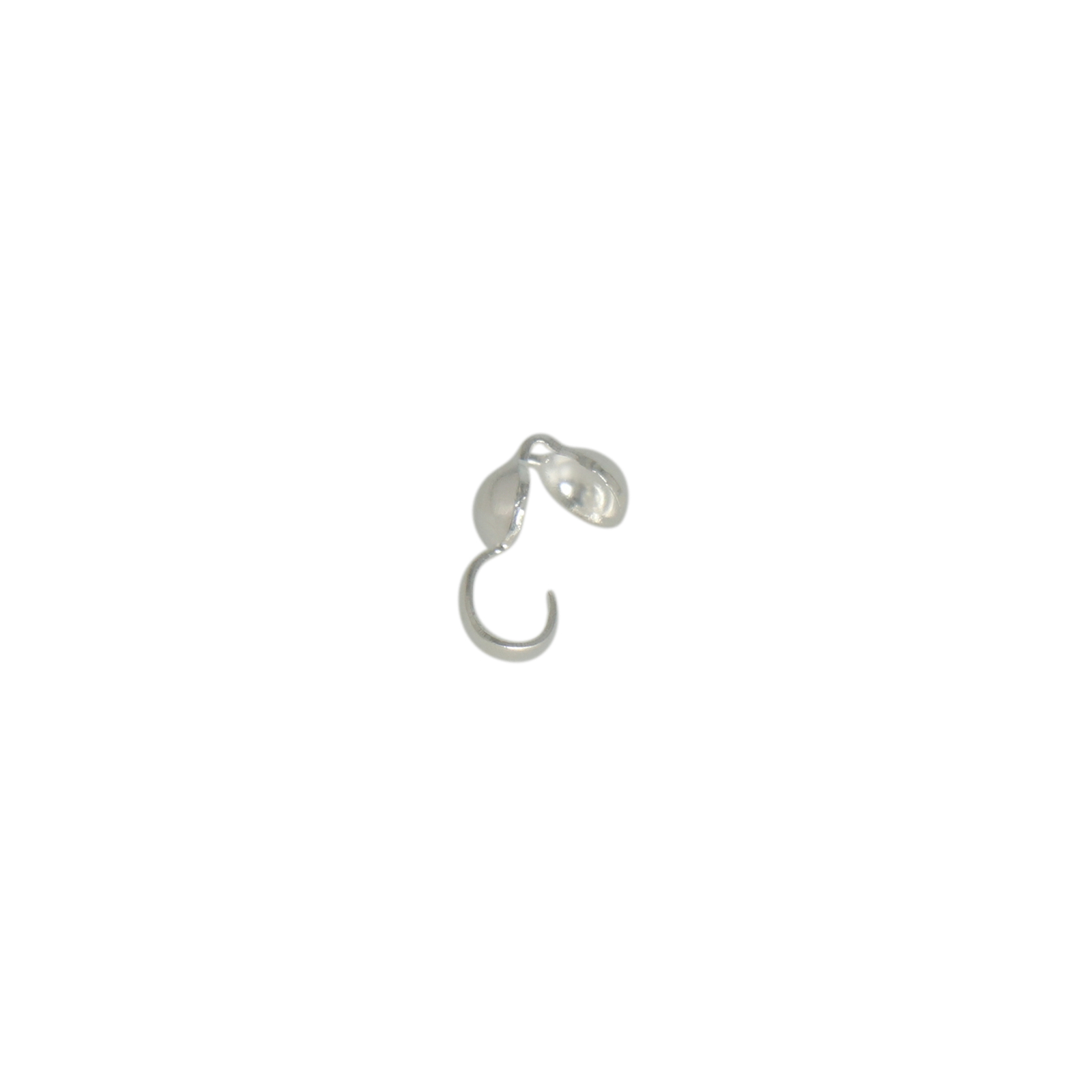 silver plated clamshell bead tip 3mm with small hole | 48pc
