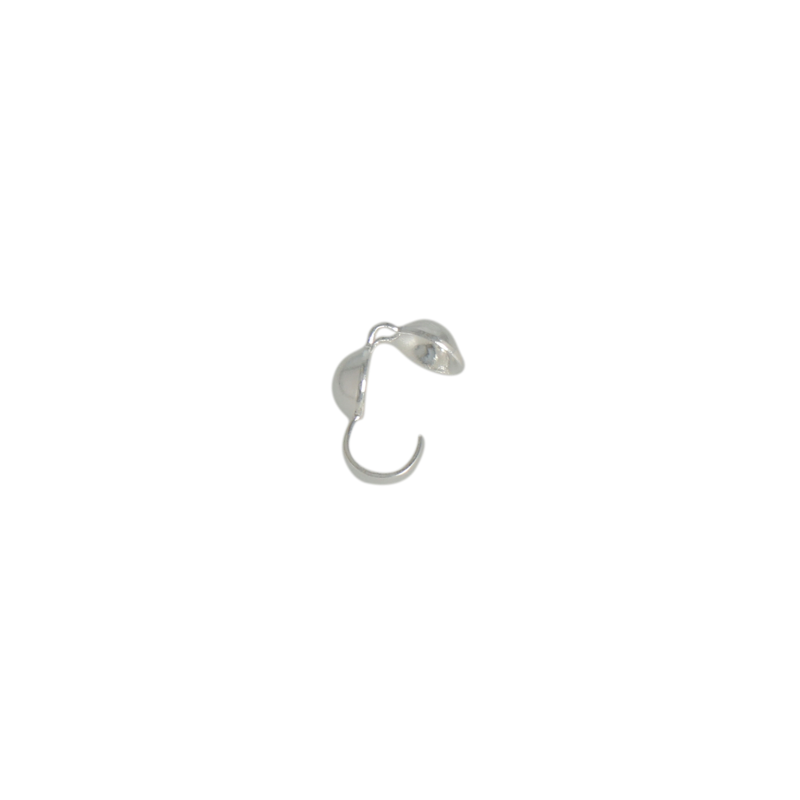 silver plated clamshell bead tip 3mm with large hole | 48pc