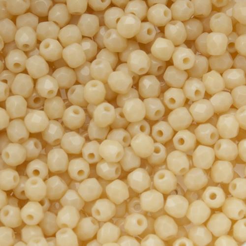 czech fire-polished round beads ivory 3mm | 50pc
