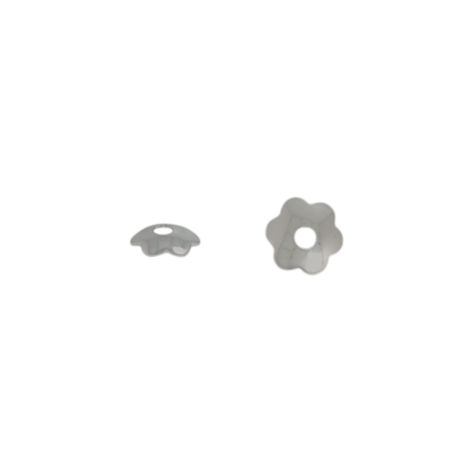 rhodium silver plated flower bead cap 4mm | 144pc