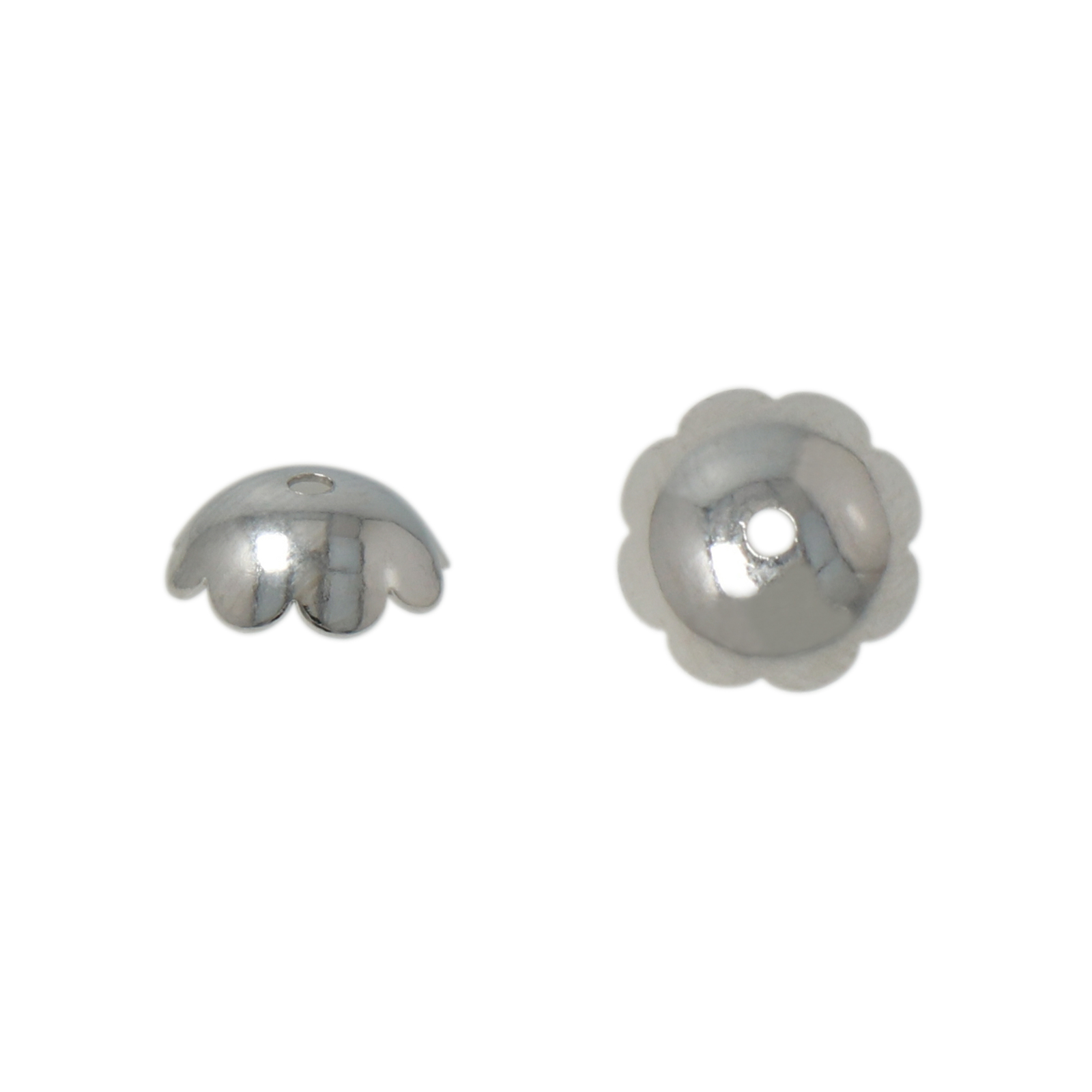 rhodium silver plated flower bead cap 8mm | 48pc