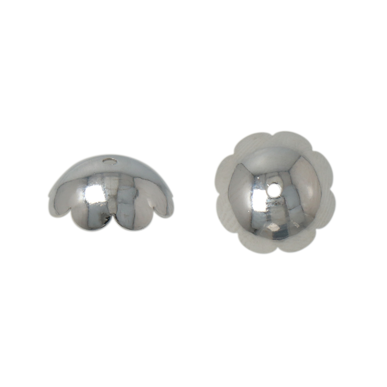 rhodium silver plated flower bead cap 10mm | 36pc