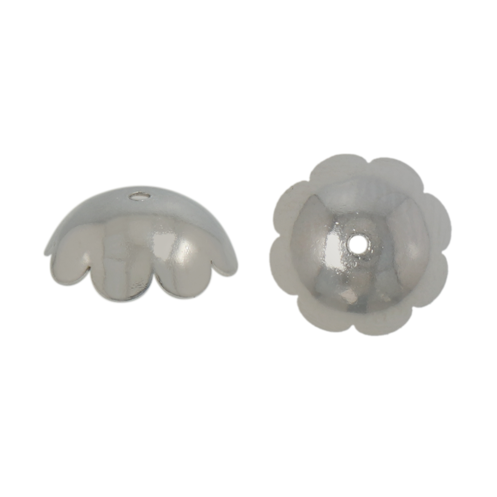rhodium silver plated flower bead cap 12mm | 24pz