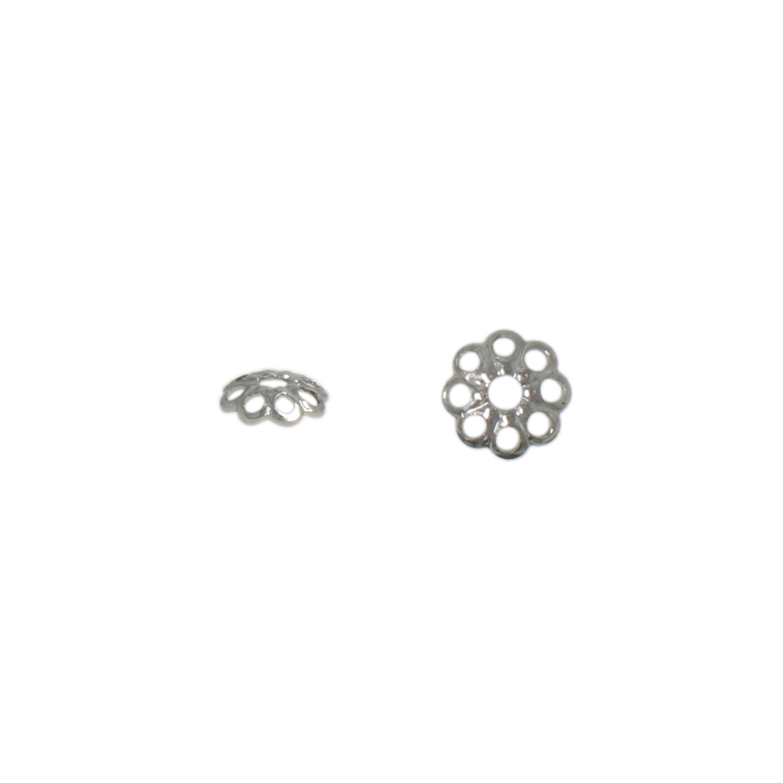 rhodium silver plated flower bead cap 4mm | 144pc