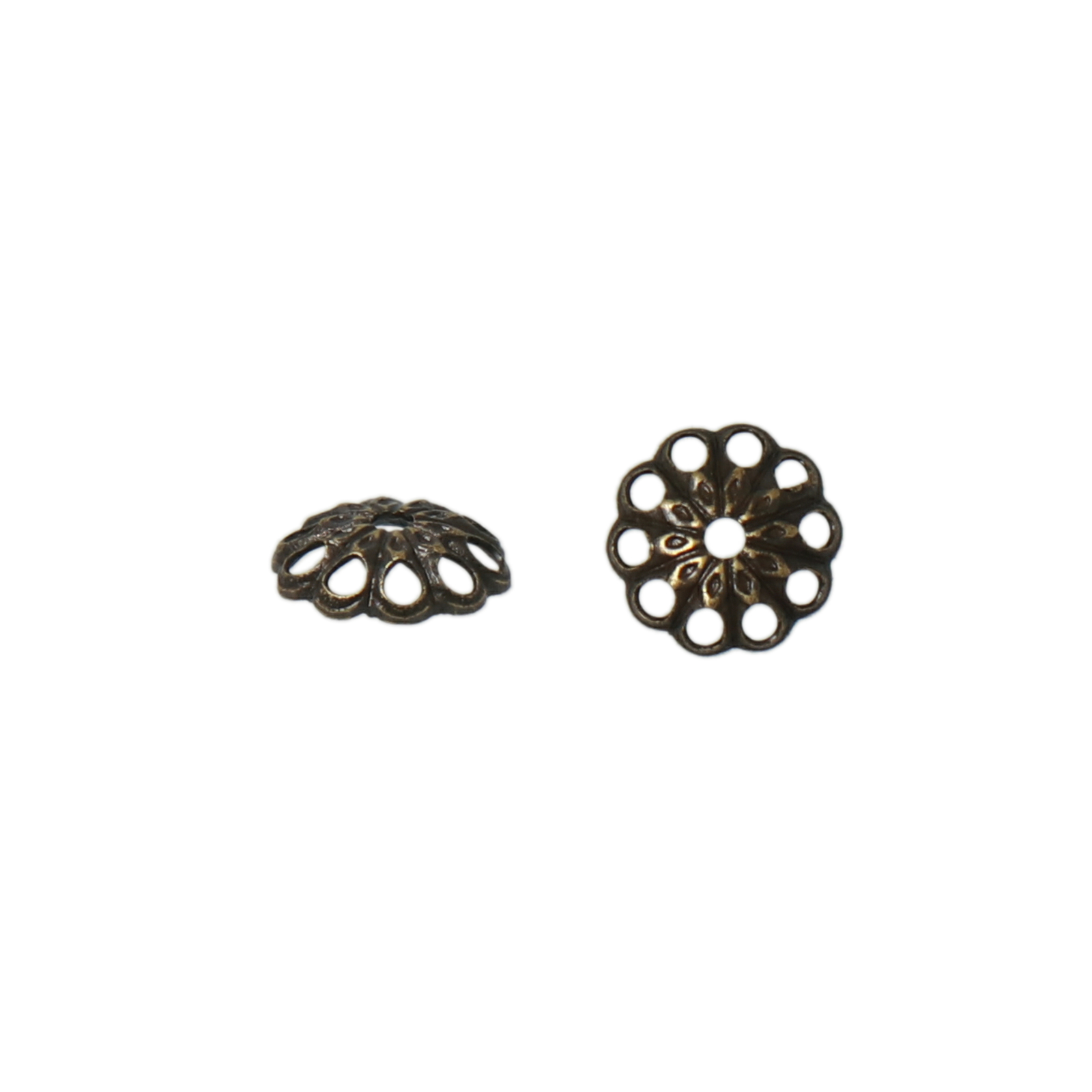 antique bronze plated flower bead cap 6mm | 72pc