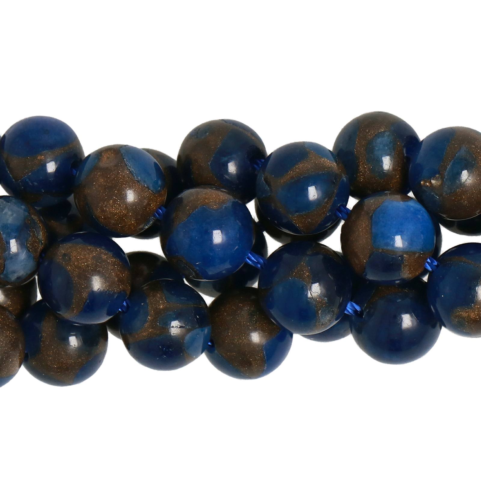blue mosaic quartz smooth round 8mm | 15/16-inch strand