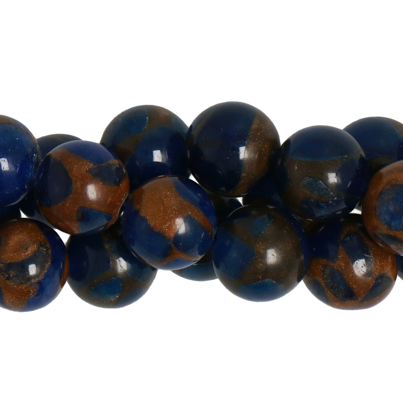 blue mosaic quartz smooth round 10mm | 15/16-inch strand