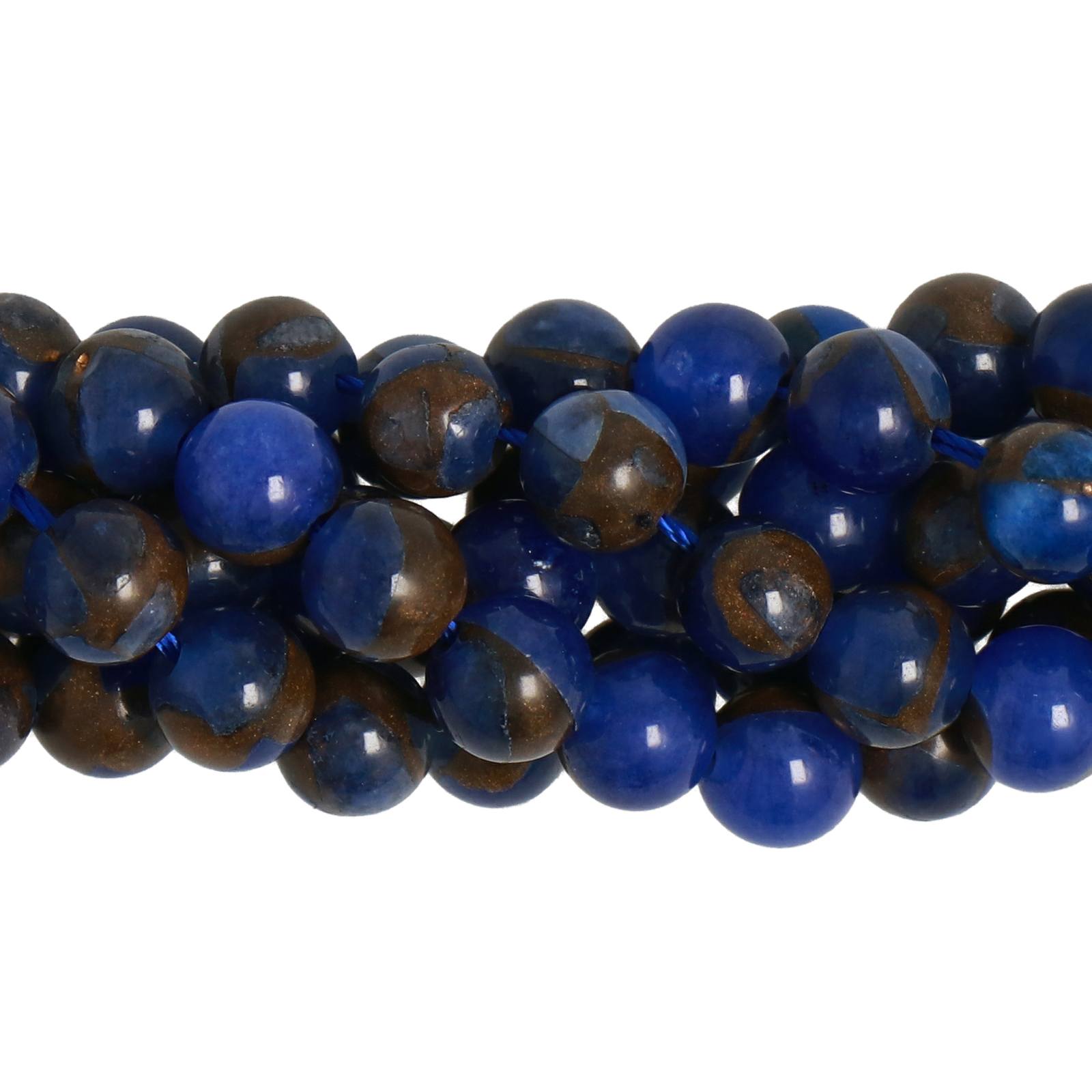 blue mosaic quartz smooth round 6mm | 15/16-inch strand