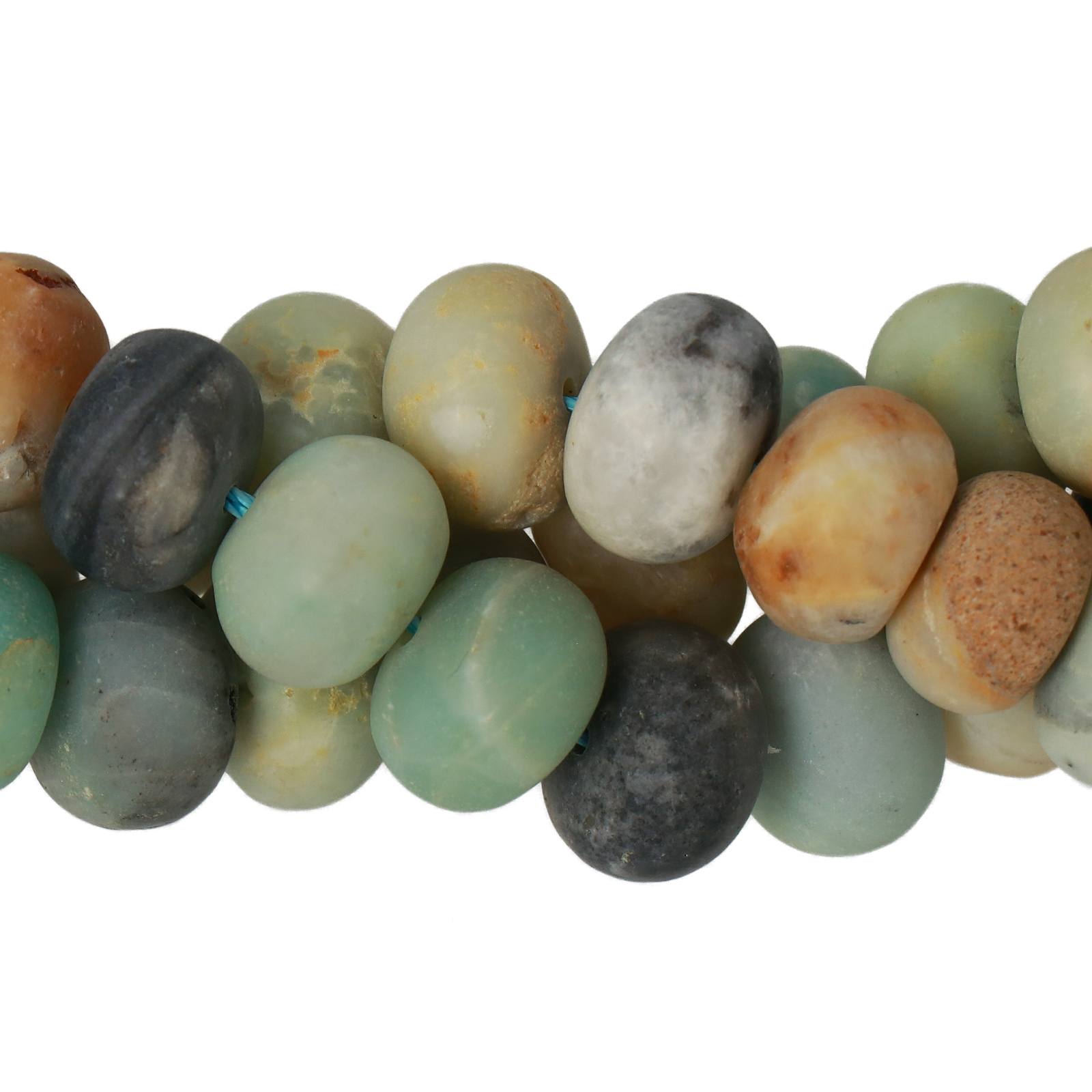 matte multicolor amazzonite smooth roundelle 12x8mm | 15/16-inch strand