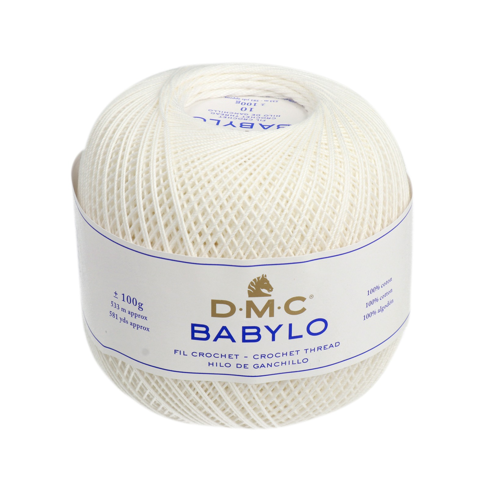 babylo 10 dmc crochet thread - white (blanc) - 100gr (533mt) | 1pc