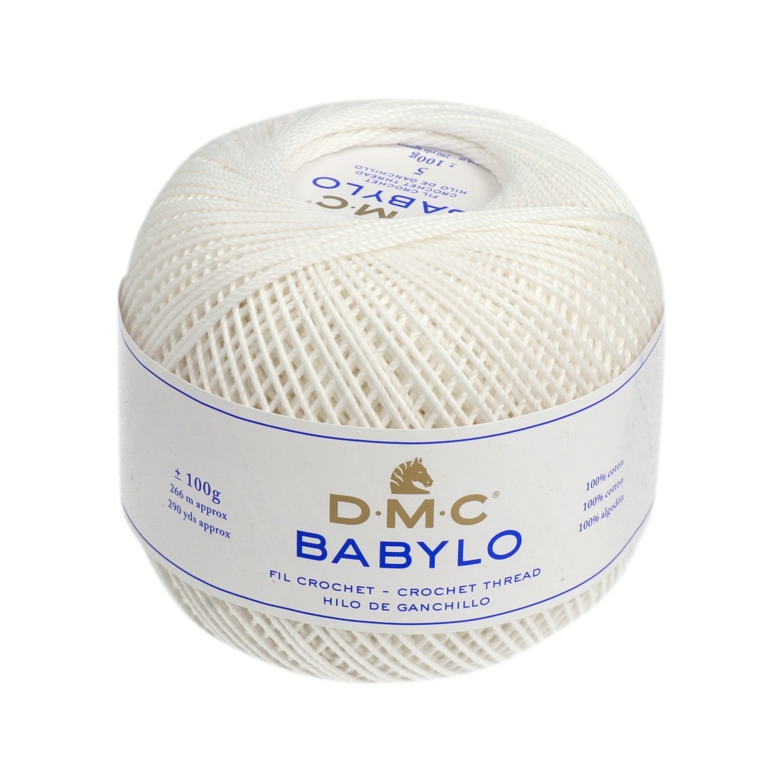 babylo 5 dmc crochet thread - white (blanc) - 100gr (266mt) | 1pc