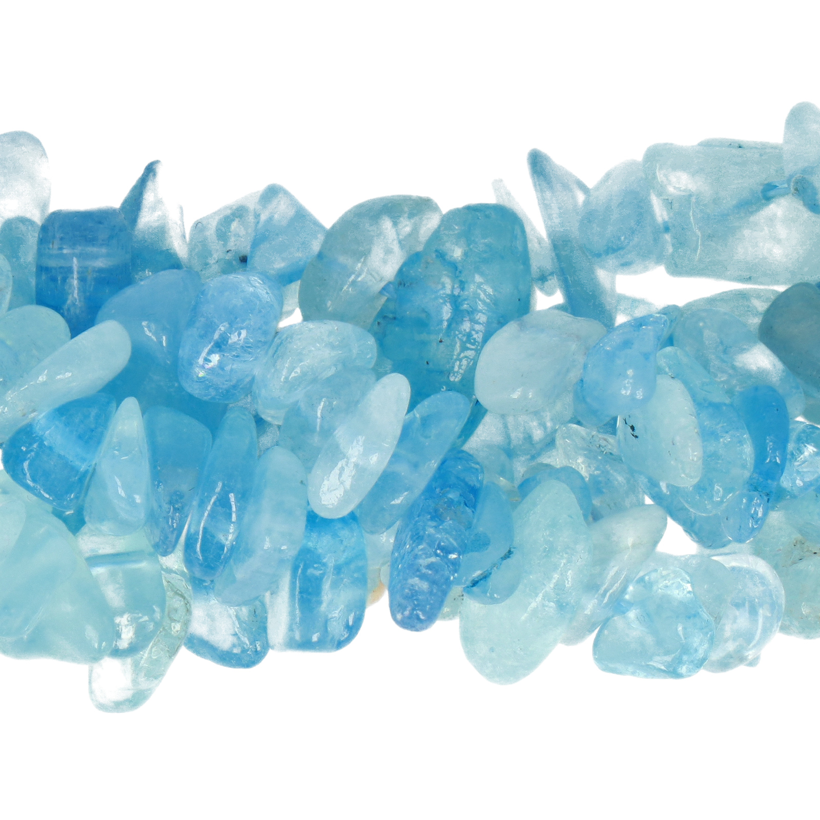 aquamarine chips 5-10mm premium quality | 15/16-inch strand
