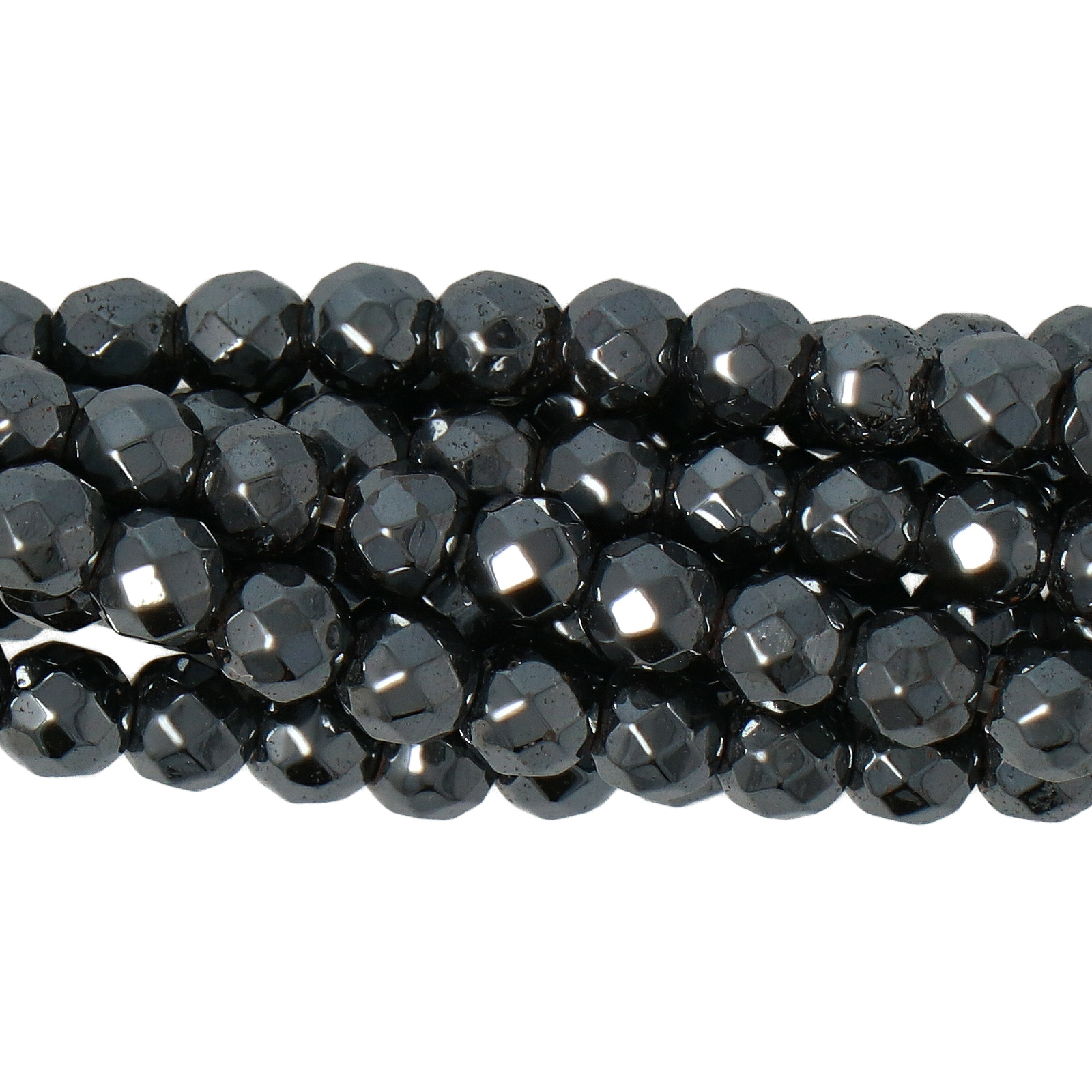 hematite faceted round 4mm | 15/16-inch strand