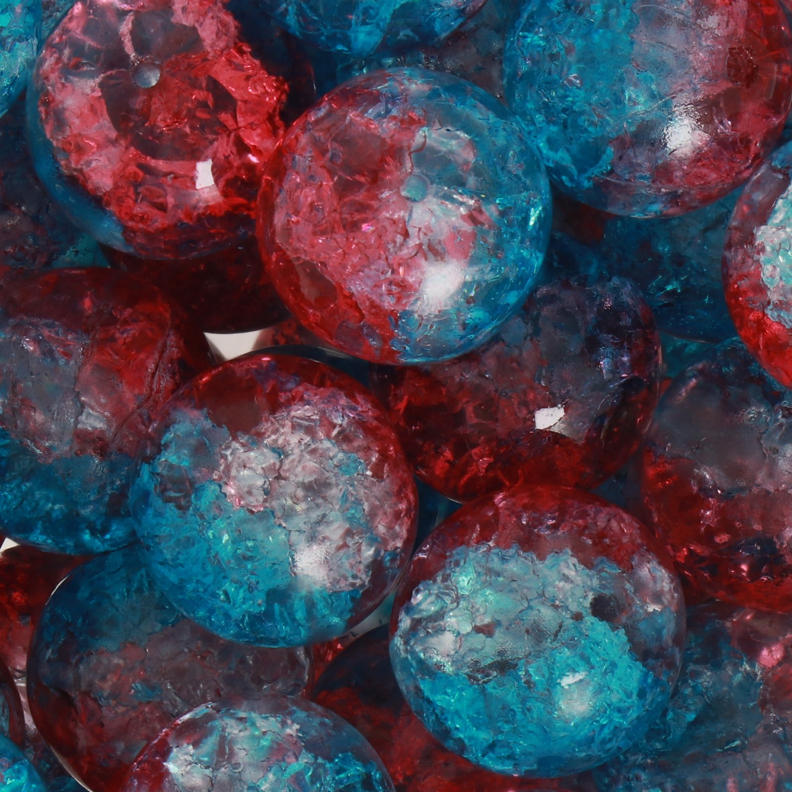böhmische glas rund crackled aqua-pink 14mm | 6st