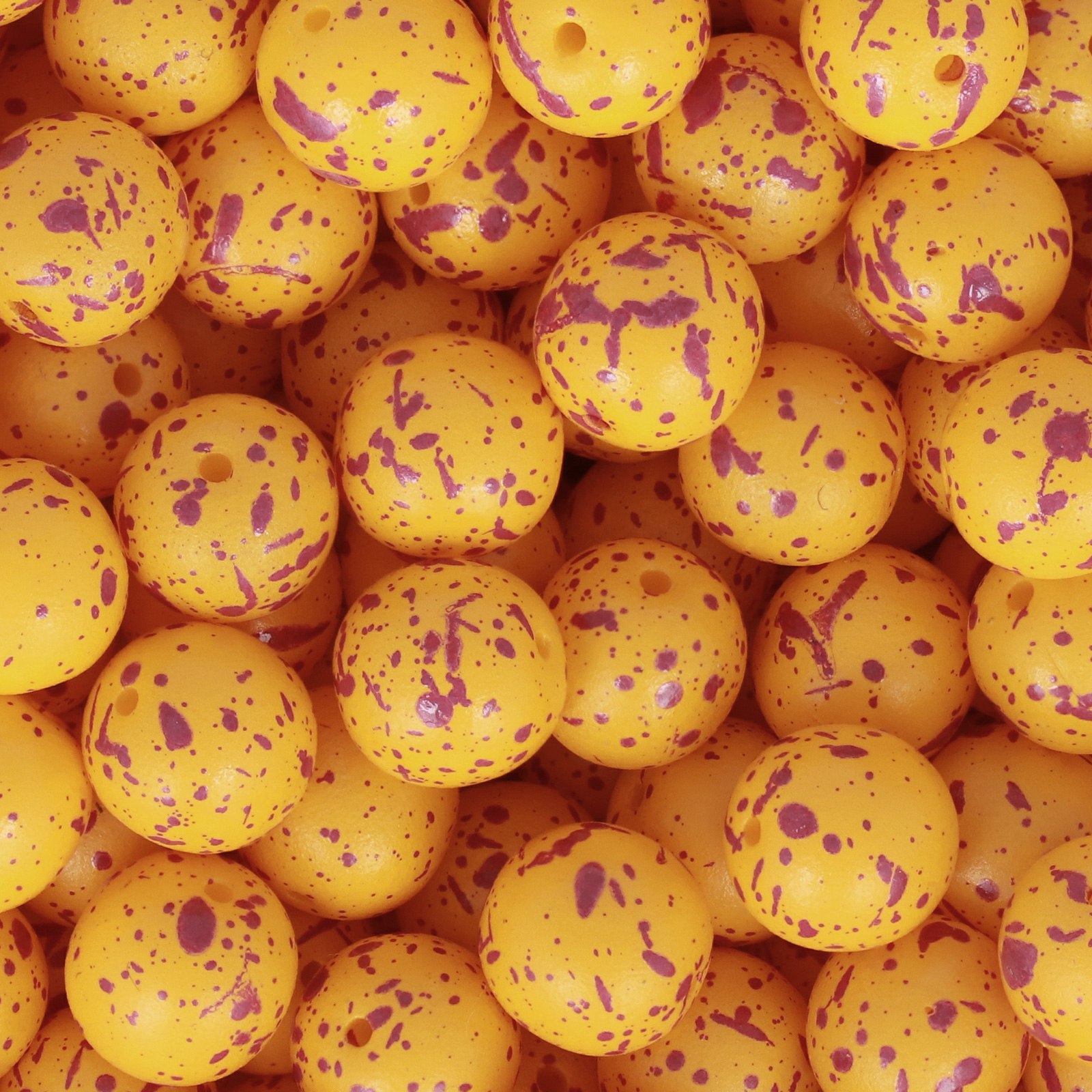 czech glass druk beads - opaque yellow fuchsia splash round 6mm | 50pc