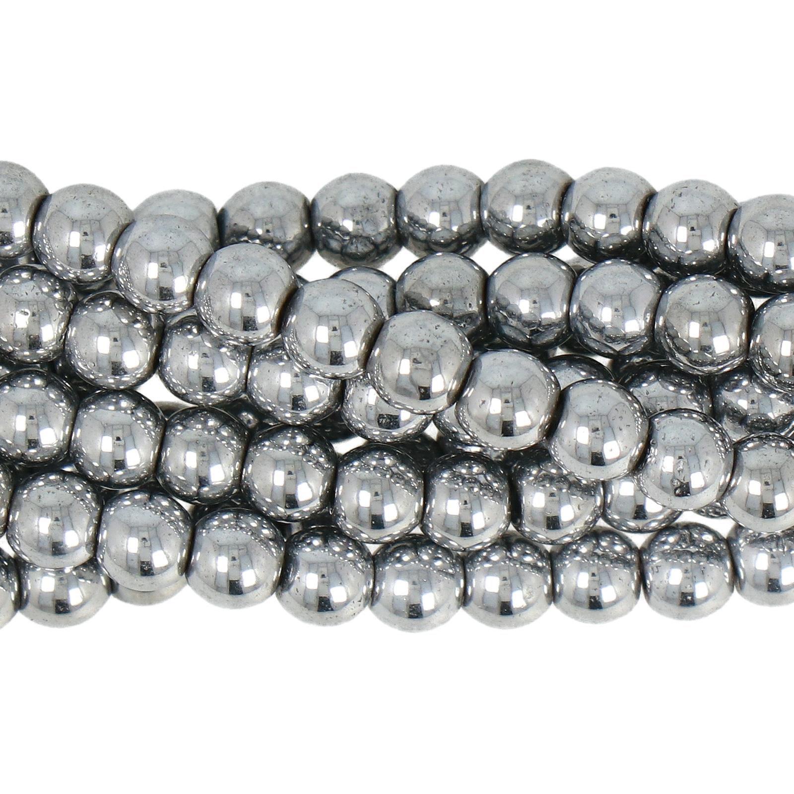 silver hematite smooth round 6mm | 15/16-inch strand