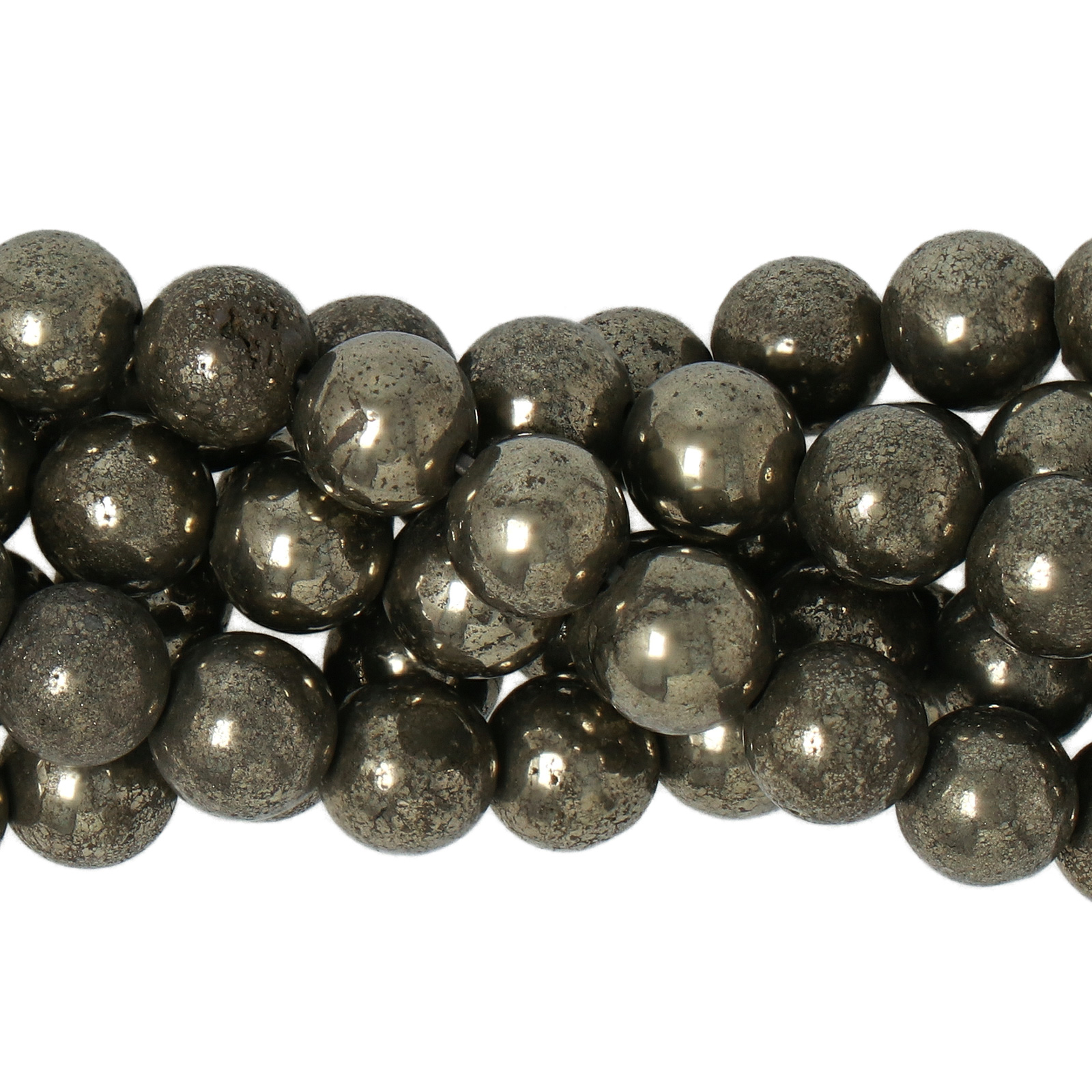 pyrite smooth round 6mm | 16-inch strand