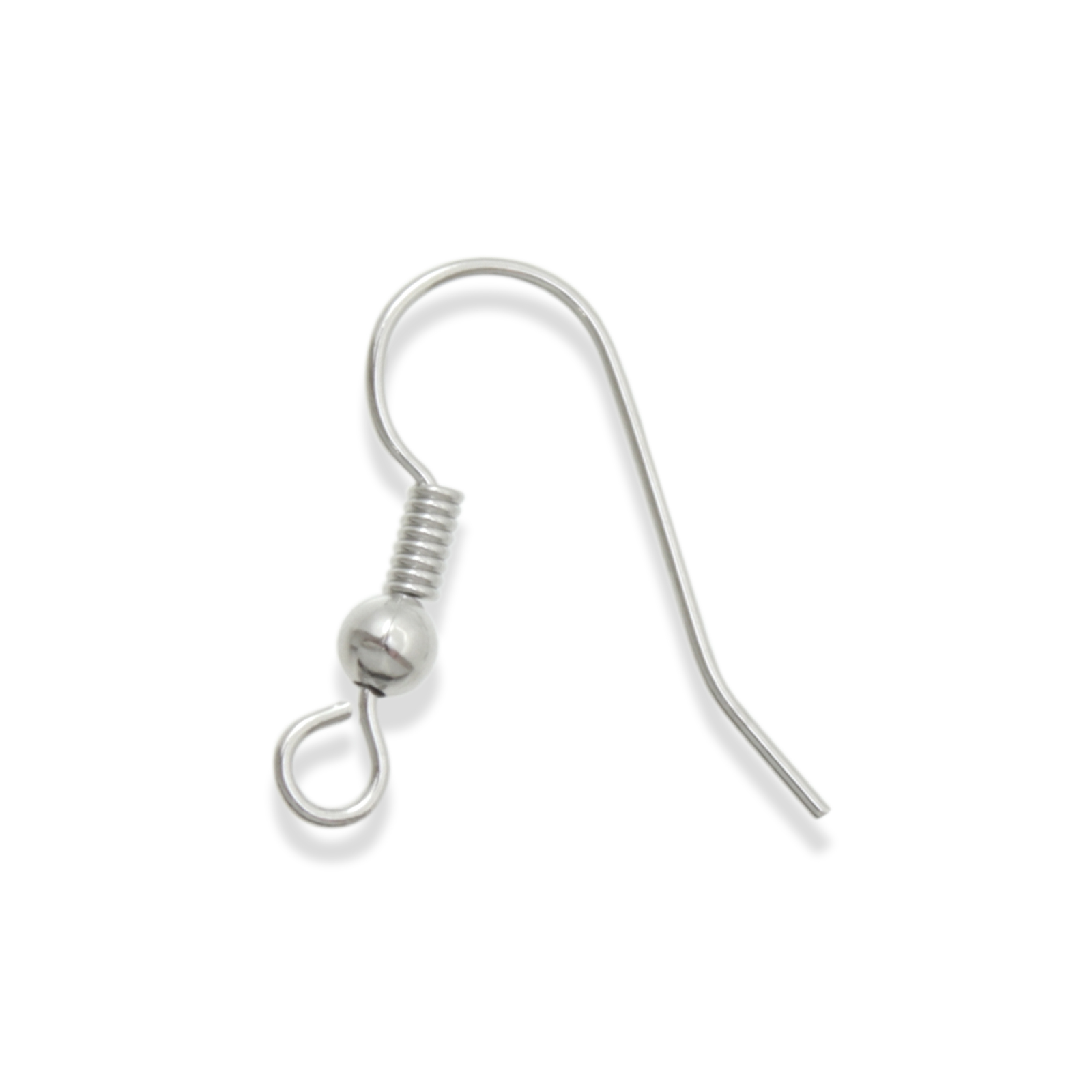 rhodium silver plated french earwire with ball and coil 19mm | 48pc