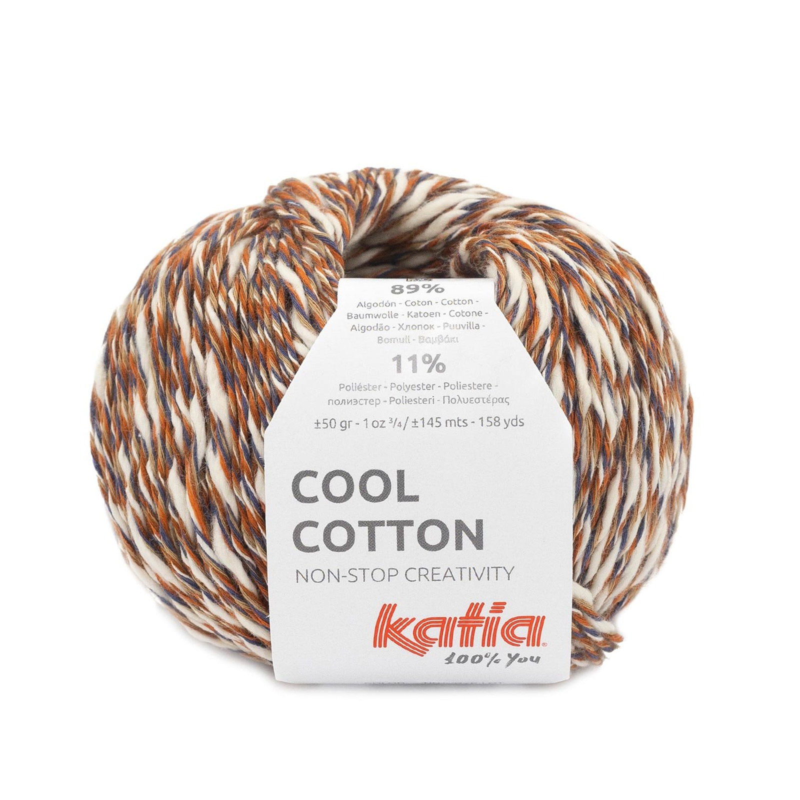 katia cool cotton - toasted/blue (82) - 50gr (145mt) | 1pc