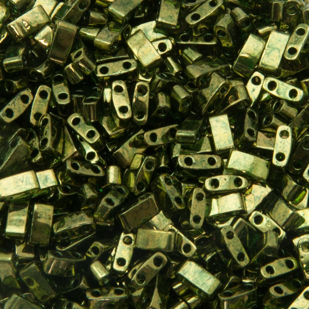 miyuki half tila beads - olive green gold luster 5x2,3mm | 5gr