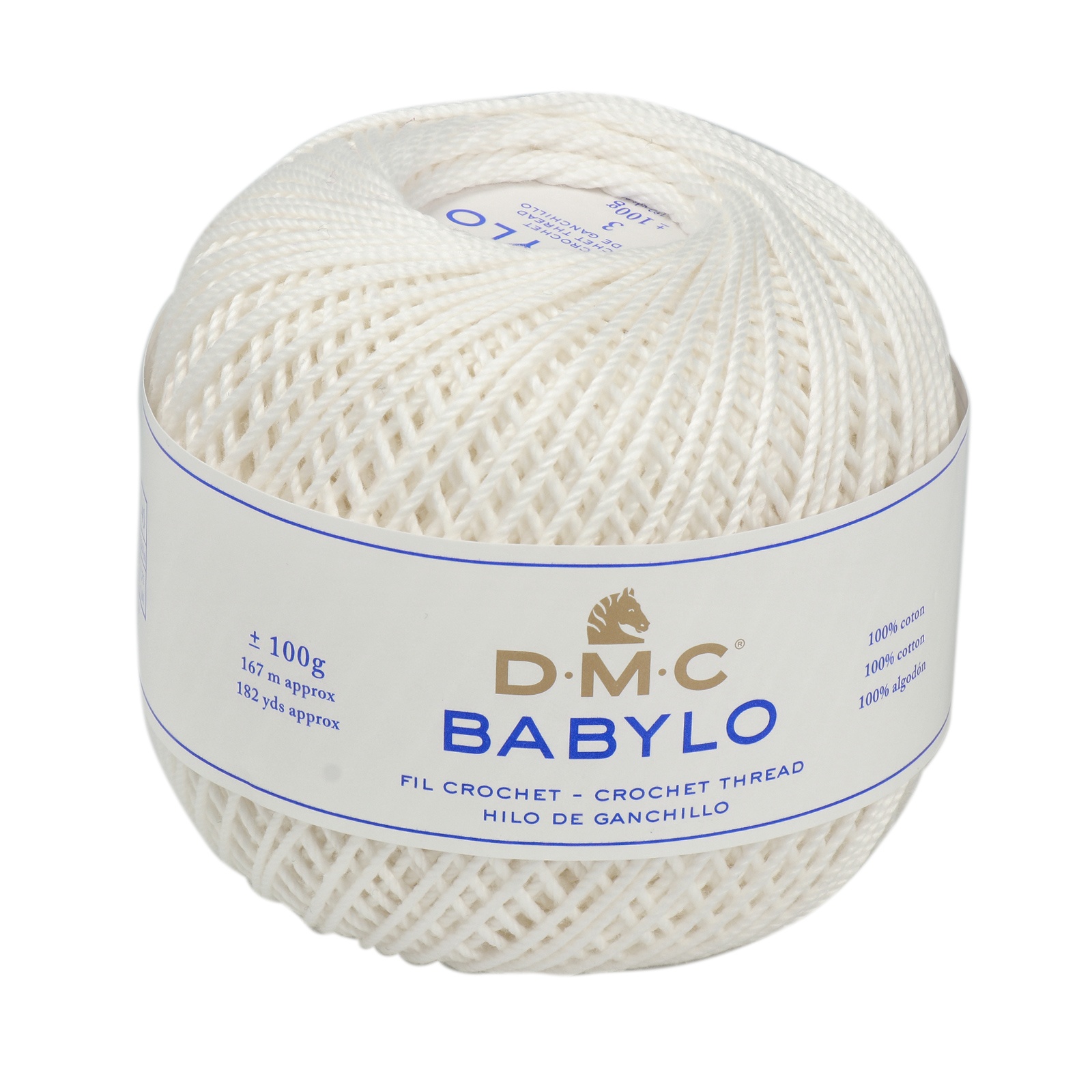 babylo 3 dmc crochet thread - white (blanc) - 100gr (167mt) | 1pc
