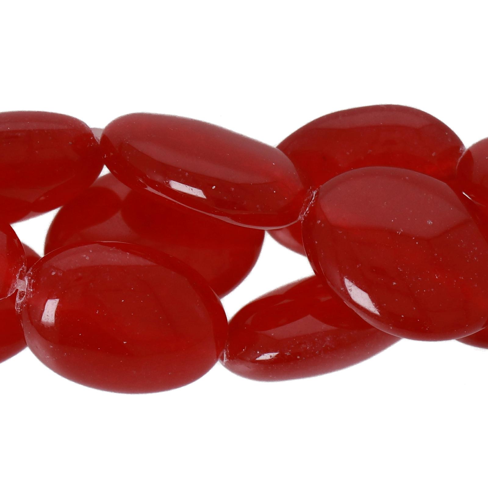 dyed jade red smooth oval 16x12mm | 15/16-inch strand