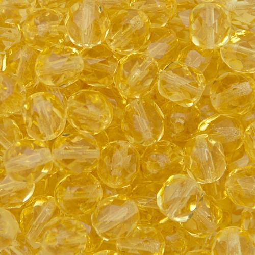 czech fire-polished round beads light topaz 6mm | 25pc