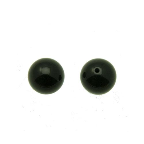 black onyx half-drilled smooth round 6mm | 6pc