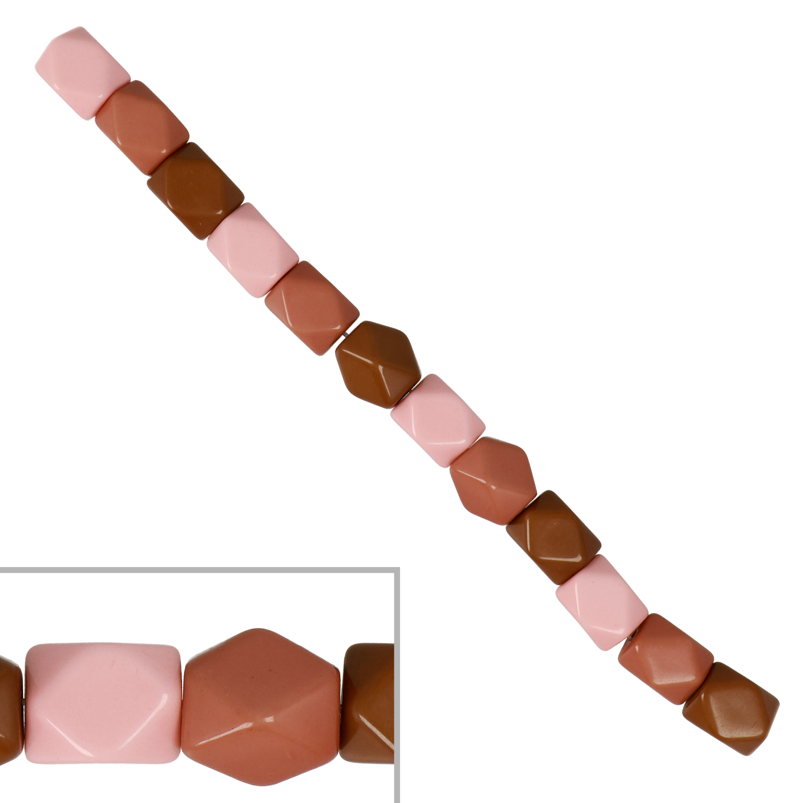 resin mix dusty rose faceted prism 16x13mm - 12pcs | 1 strand