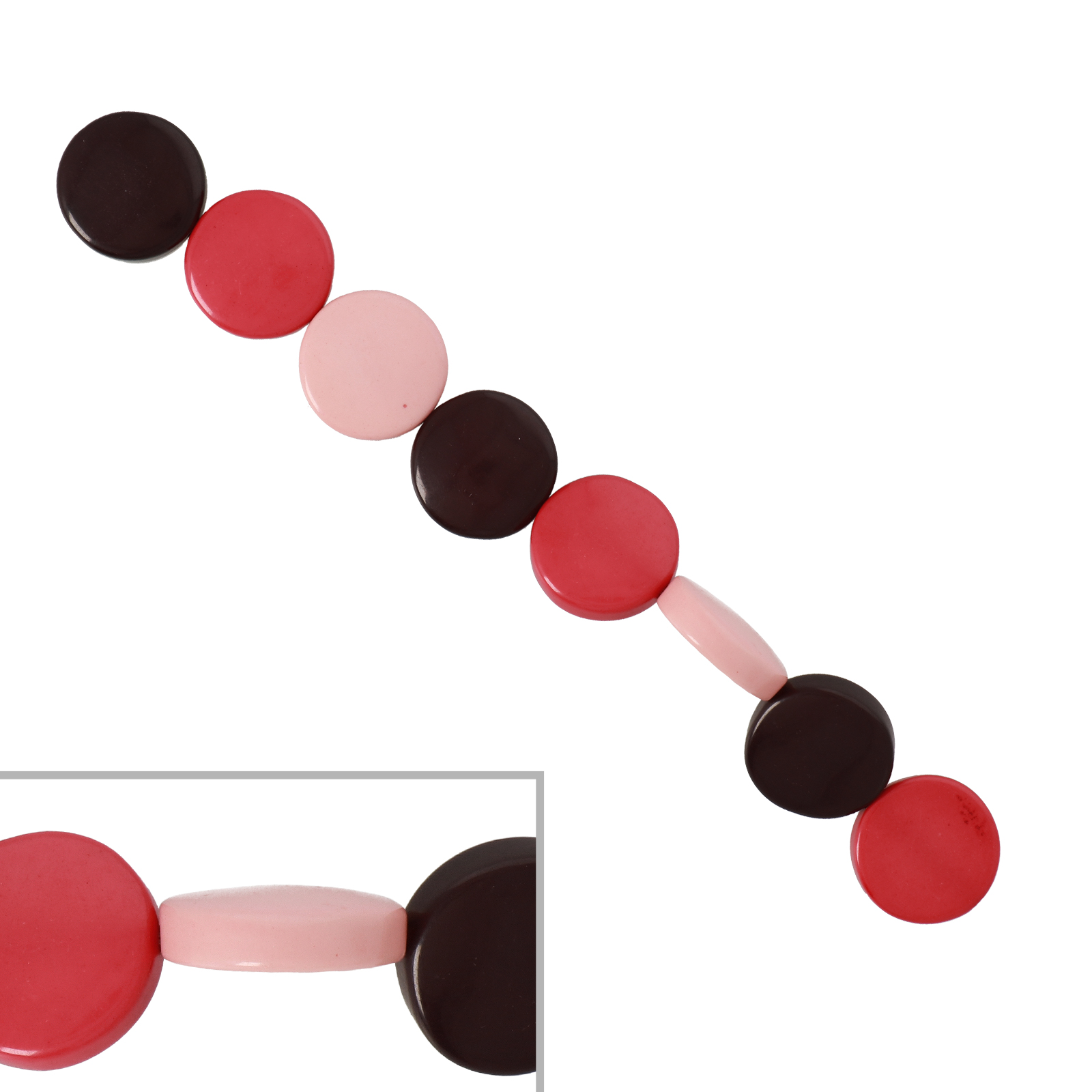 resin mix strawberry smooth coin 23mm - 8pcs | 1 strand