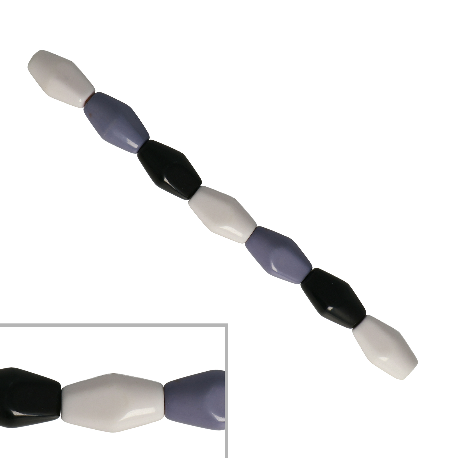 resin mix foggy glatt doppelkegel 25x15mm - 7stk | 1 strang