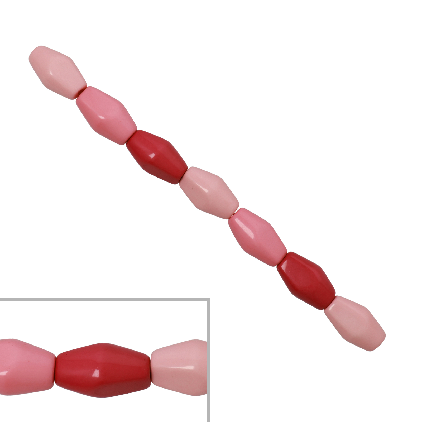 resin mix dolly smooth bicone 25x15mm - 7pcs | 1 strand