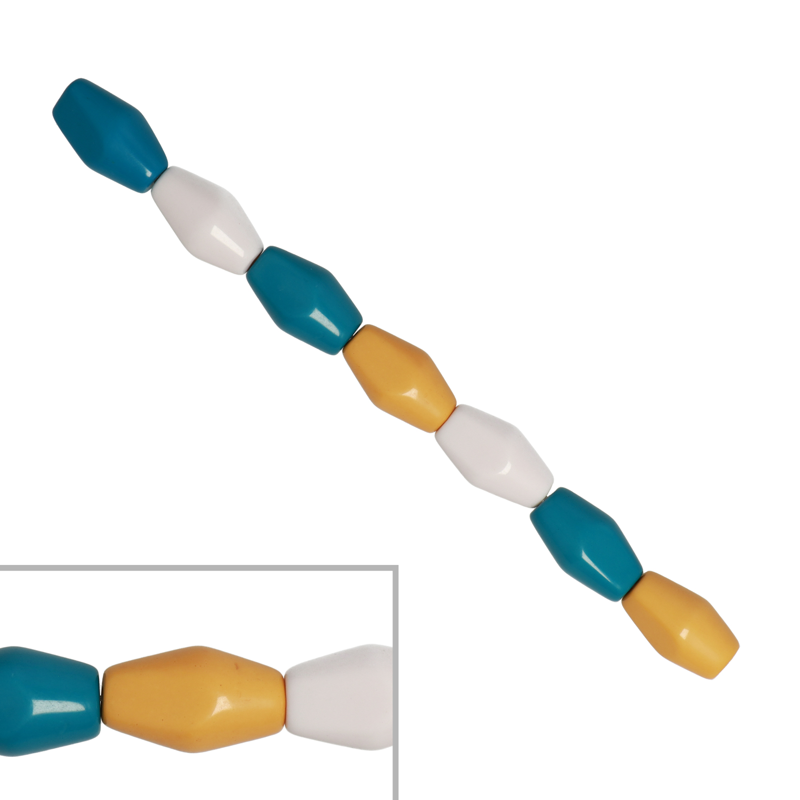 resin mix tropical glatt doppelkegel 25x15mm - 7stk | 1 strang