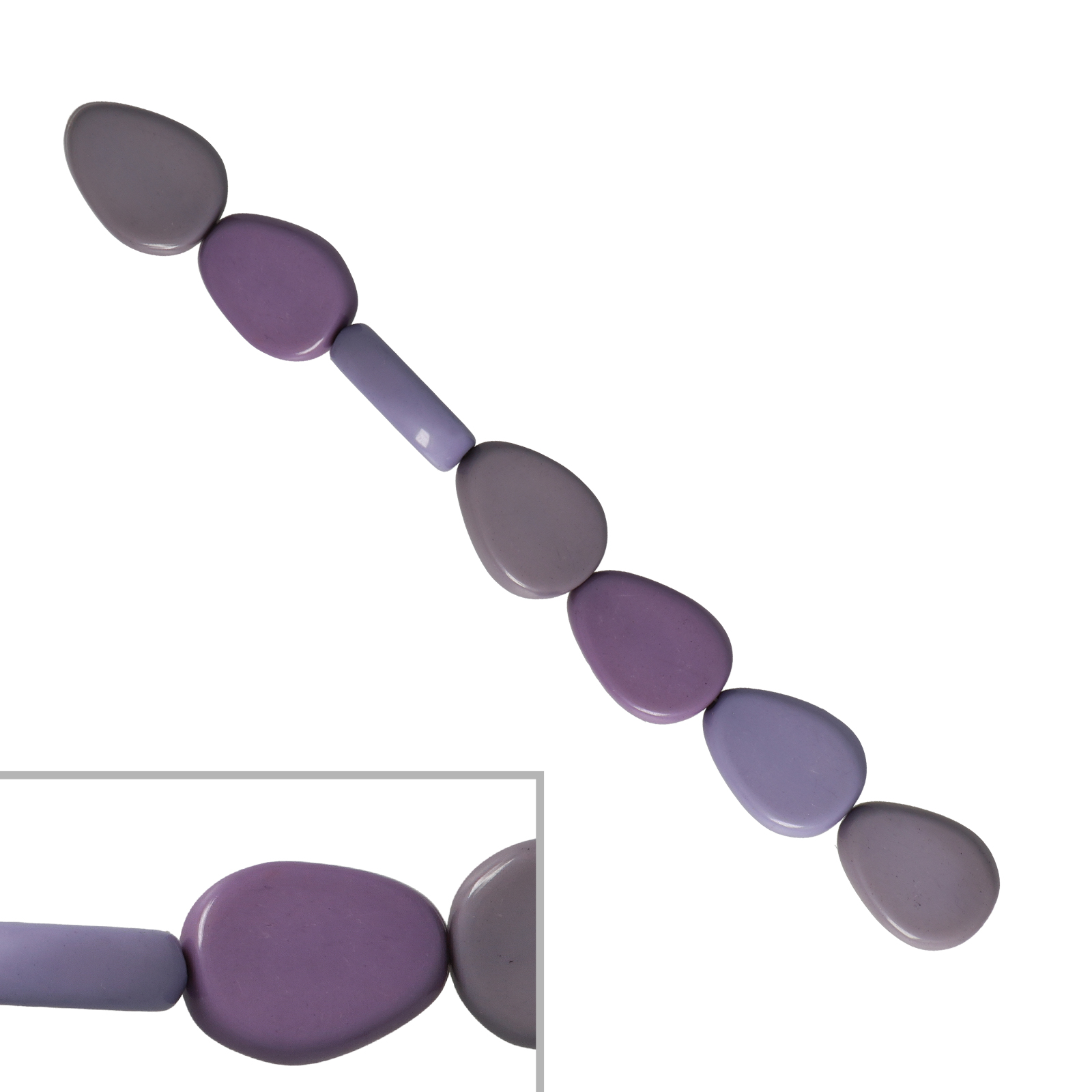 resin mix misty lavender smooth drop 24x19mm - 7pcs | 1 strand
