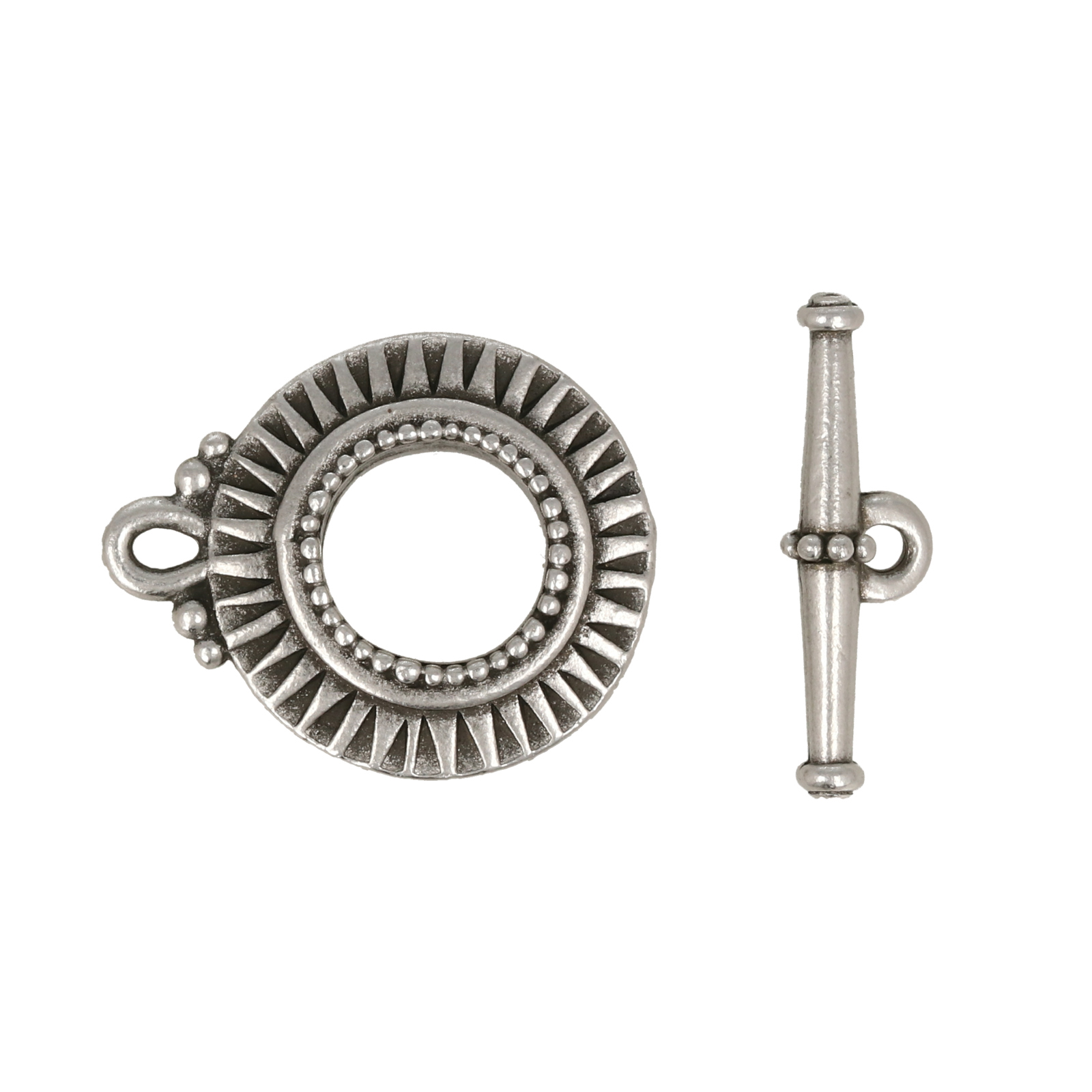antique silver plated sunburst toogle clasp 18mm | 1pc