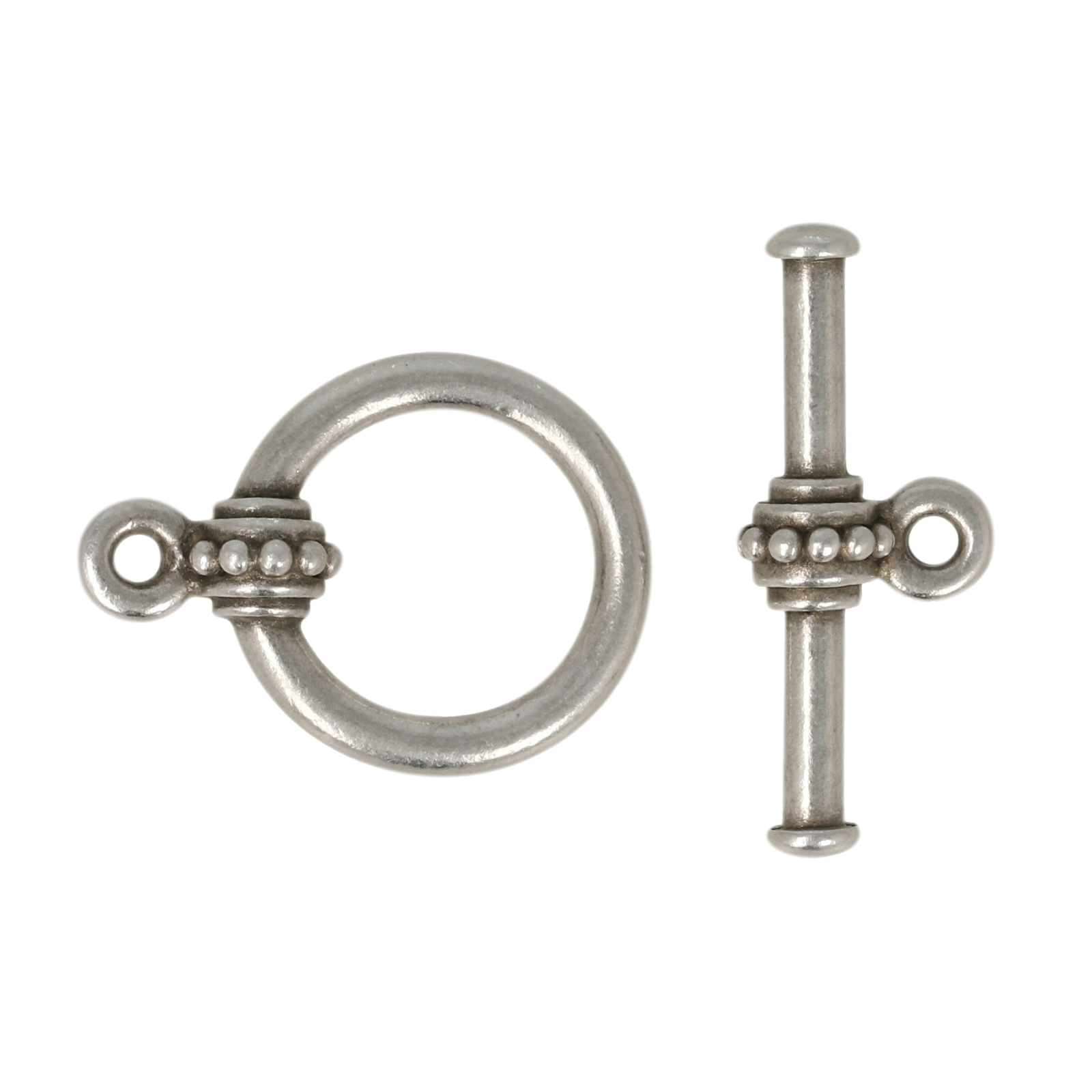 antique silver plated beaded toogle clasp 18mm | 1pc