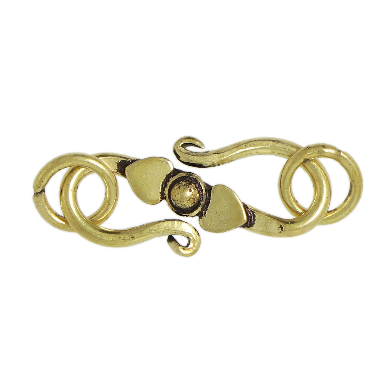 antique gold plated spiral s-hook 25mm | 5pc