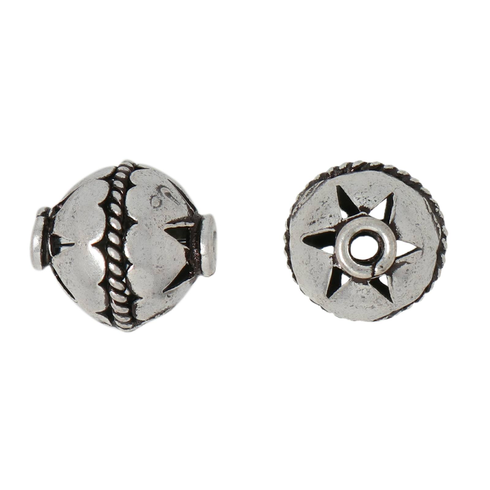 antique silver plated beads 12mm | 10pc