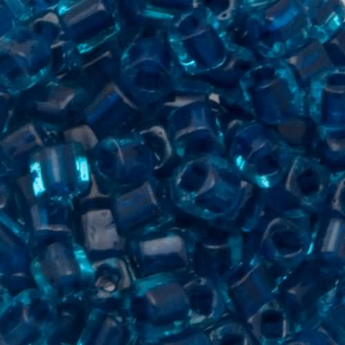cube toho beads 4mm - inside color aqua/capri lined (932) | 10gr