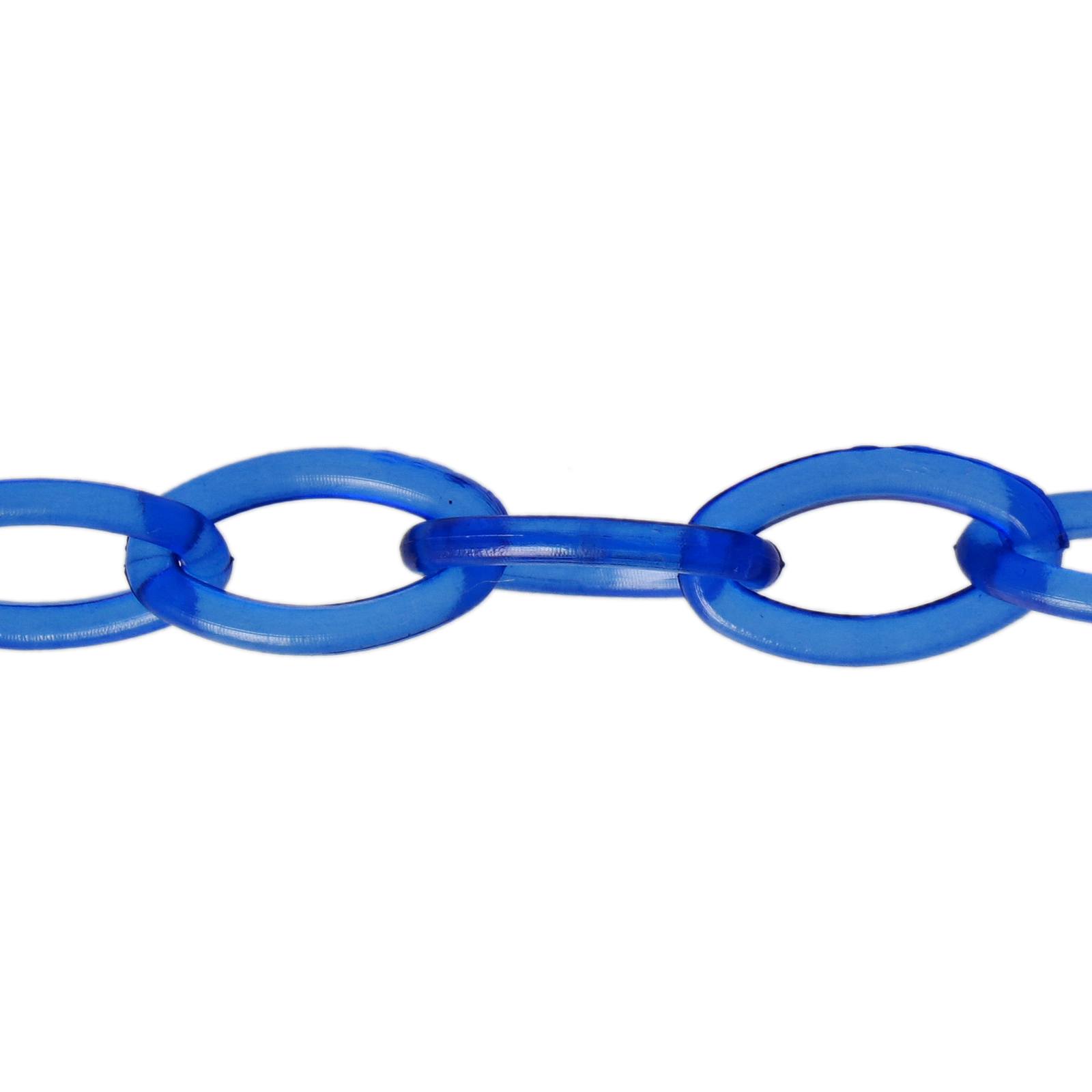 transparent blue polyester chain 13x8mm | 40cm