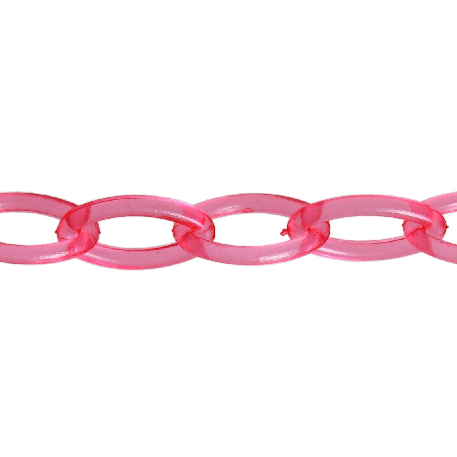 transparent fuchsia polyester chain 13x8mm | 40cm