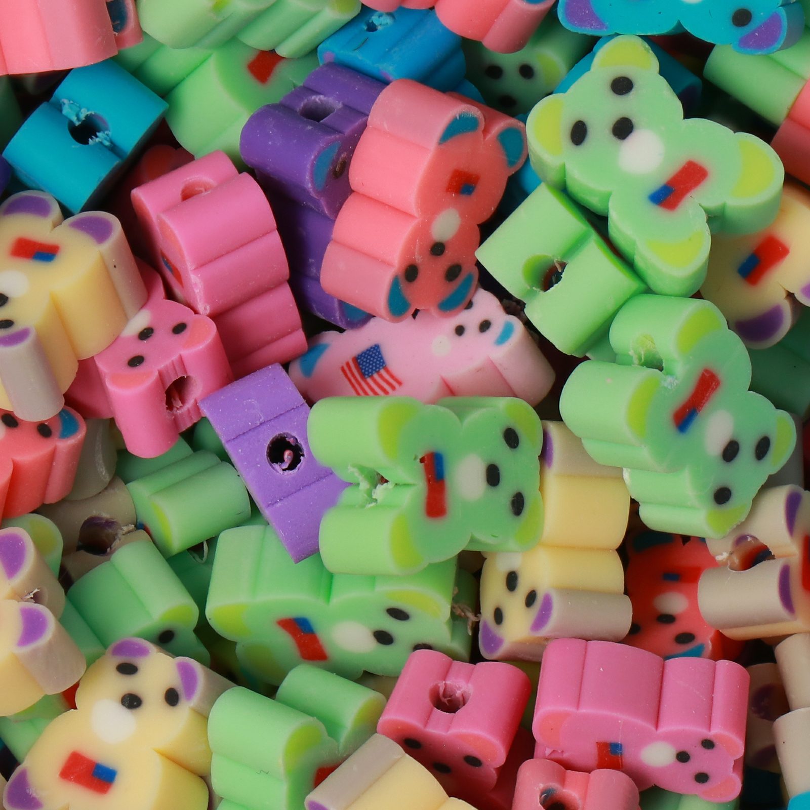 polymer clay beads mix teddy bear 11x8mm | 25pc